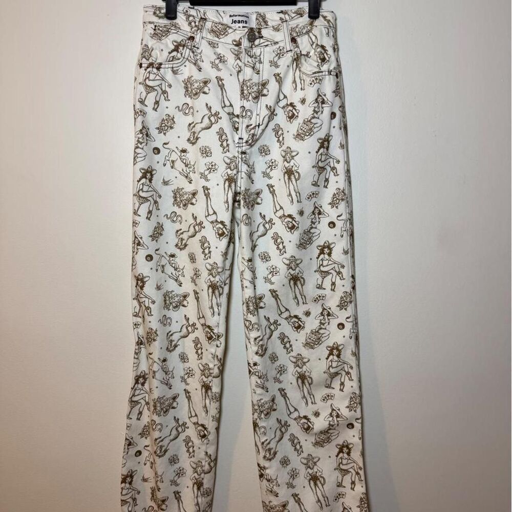 RARE Reformation Cowboy Print “Viva Las Vegas” straight leg jeans